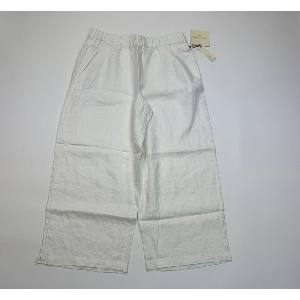 Cynthia Rowley Linen Wide Leg Cropped Pants Women L NWT Elastic Waist Pockets - Picture 1 of 12